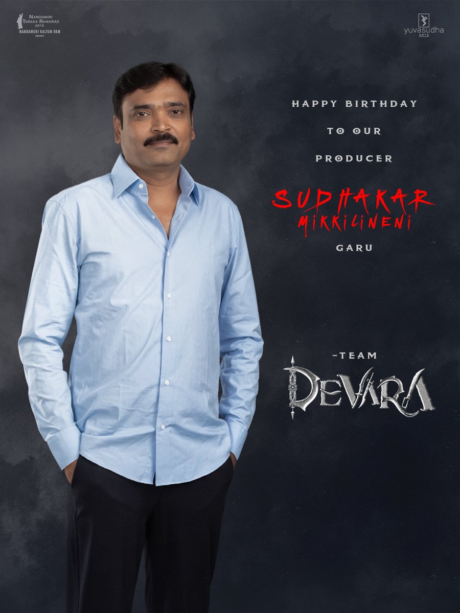DevaraMovie's tweet photo. Wishing our dearest producer #SudhakarMikkilineni garu a very Happy Birthday 🤗🤗❤️❤️

Team #Devara https://t.co/rmwpSu2zmv