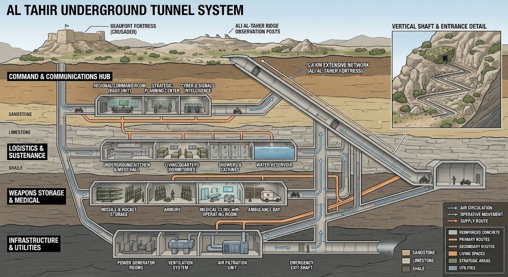 ChayaEitan's tweet photo. 🇮🇱 IMAGINE THE SHOCK OF IDF SOLDIERS ENTERING HEZBOLLAH’S UNDERGROUND FORTRESS!

After years of intelligence gathering and preparation, Israeli soldiers finally entered the enormous underground complex beneath Ali al-Taher Ridge in southern Lebanon.

What they encountered was extraordinary.

A hidden military world carved into the mountain. Command centers. Weapons stores packed with rockets, missiles, drones and anti-tank weapons. Living quarters, kitchens, showers, generators and extensive underground passages.

Hezbollah had spent years building this fortified complex with Iranian support.

Imagine the realization: this was not just a tunnel. It was an entire underground military installation, designed to help Hezbollah wage war against Israel.

Israeli soldiers worked to secure the complex, clear its underground routes and enable the destruction of this massive terror infrastructure.

Years of construction. Enormous resources. A fortress hidden beneath a mountain.

And the IDF got inside.

🇮🇱 The intelligence. The courage. The determination. This is what Israel’s soldiers accomplished.

AM YISRAEL CHAI! 🇮🇱