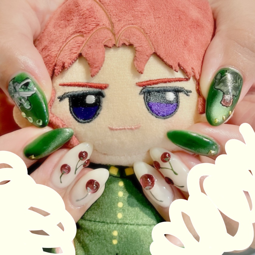 unchaku_VRC's tweet photo. 花京院ネイルをした🍒 https://t.co/KLXfE9YB00