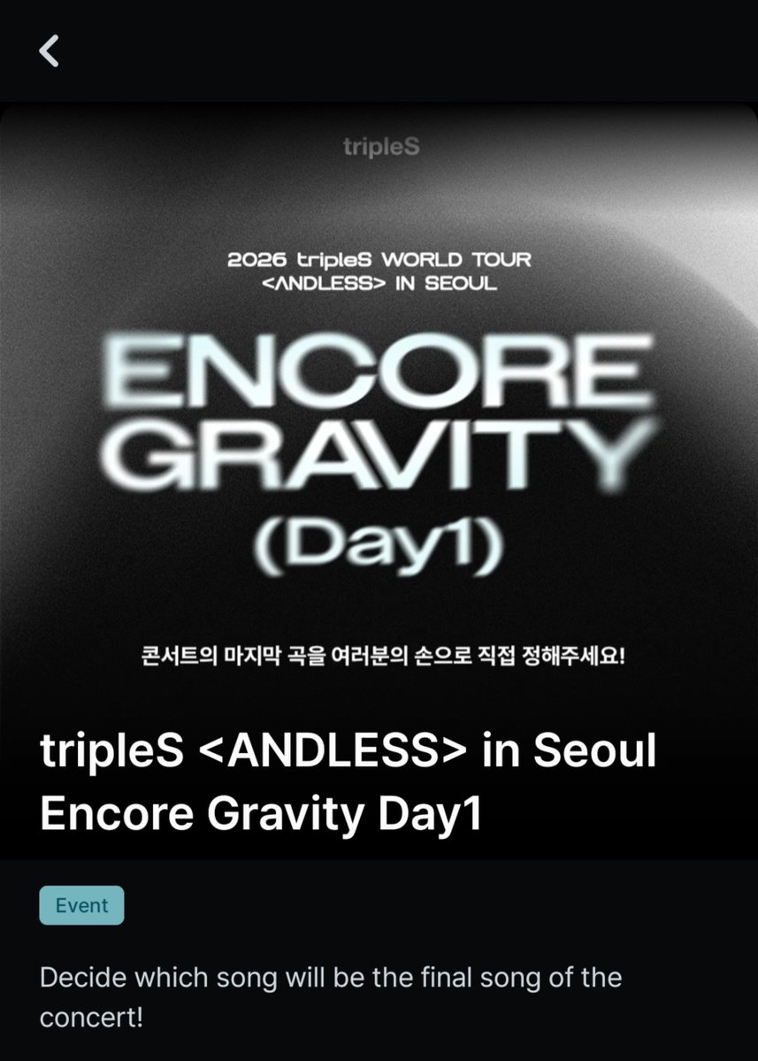 tripleSObjekts's tweet photo. To finish off Day 1 of Andless in Seoul, a quick 5 minute Gravity was held to choose the final encore! 

The choices:
Colorful
Heart Raider
24
Type of Girl

With a total of 117,000 como, 24 won! Tomorrow will likely have a different selection 💜 https://t.co/2pAz5PY8ku
