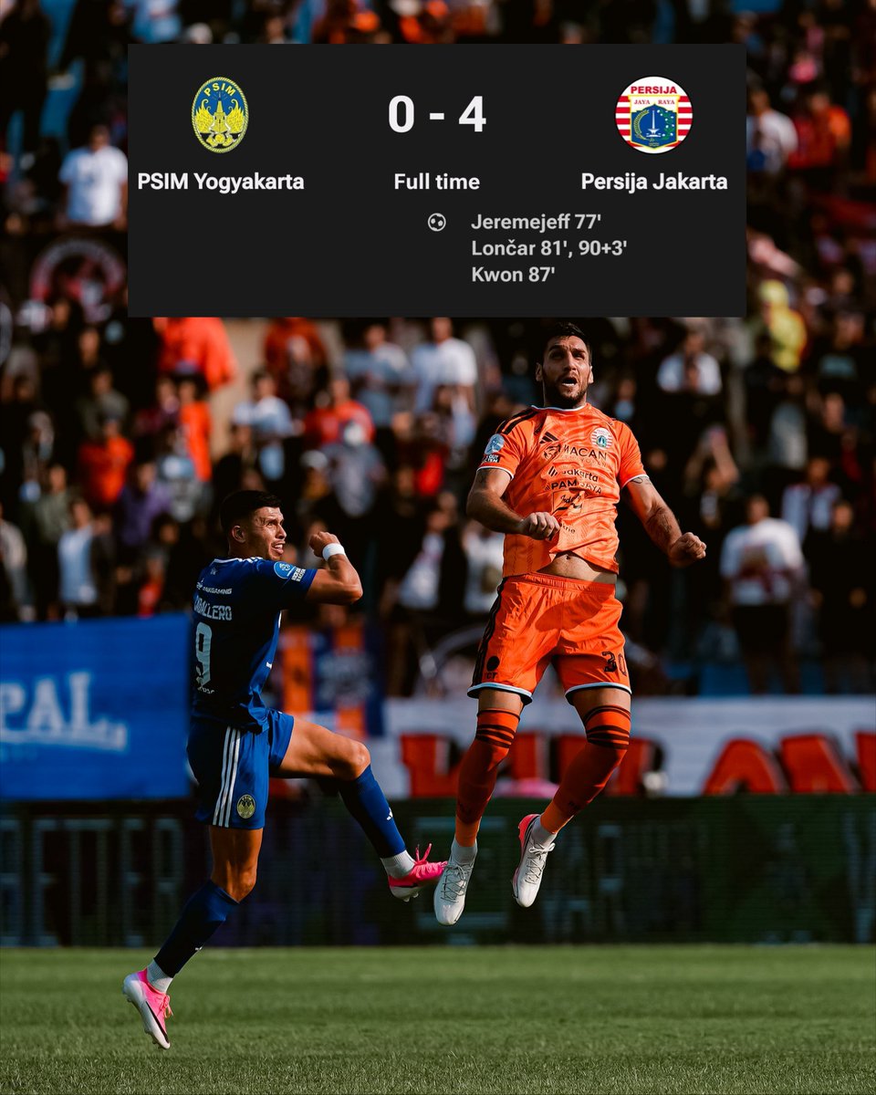 idextratime's tweet photo. WOW Persija menang telak atas PSIM, menjadikan kemenangan keempat beruntun mereka di liga sekaligus puncaki klasemen liga. 🐯

📸 @Persija_Jkt https://t.co/5yqFF3ocLC