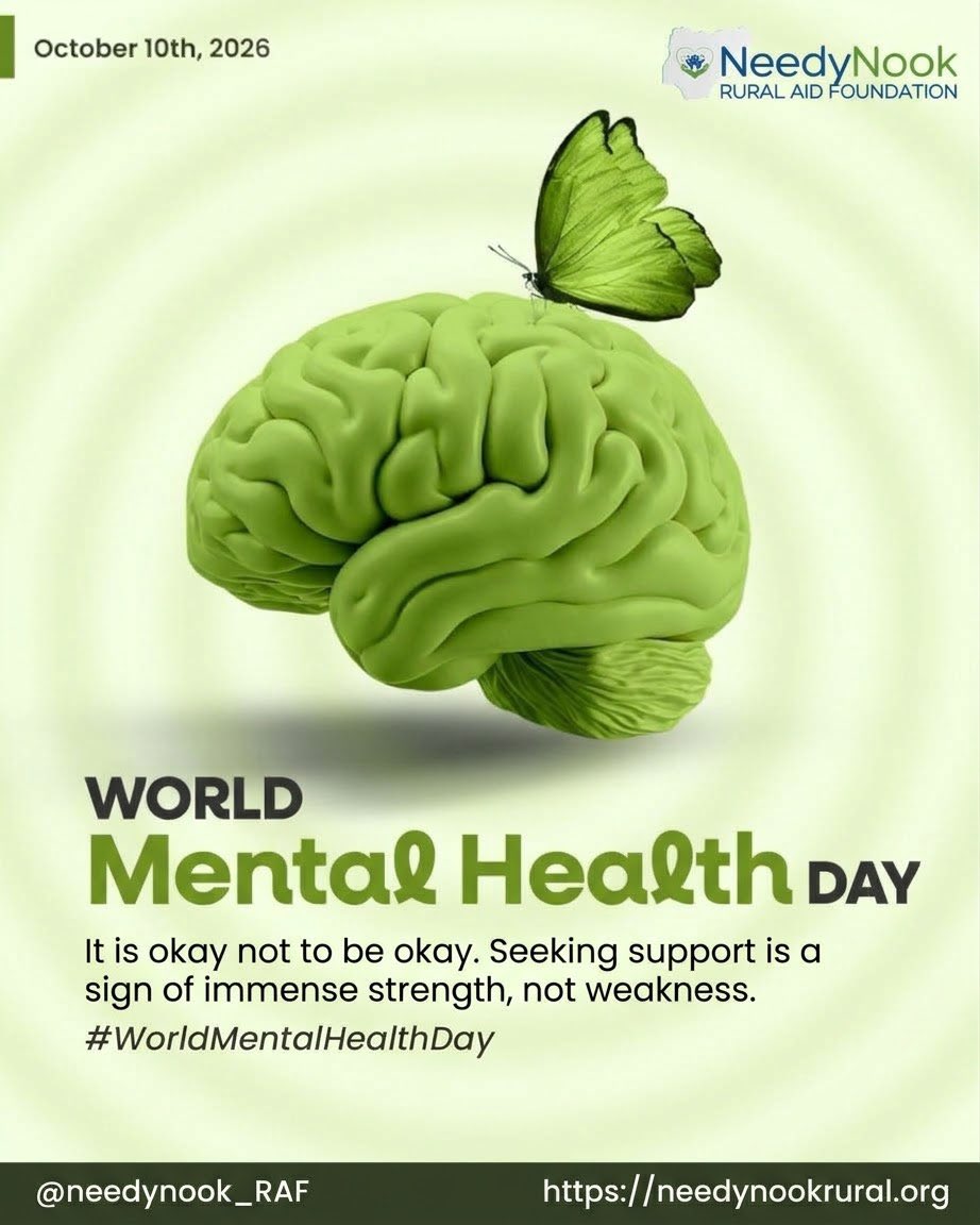 needynook_RAF's tweet photo. On #WorldMentalHealthDay, Needynook Foundation breaks the silence surrounding mental health in Nigerian communities. Trauma, poverty, and social stress heavily impact psychological well-being, yet stigma prevents many from seeking help. https://t.co/gaLhLGs0MT