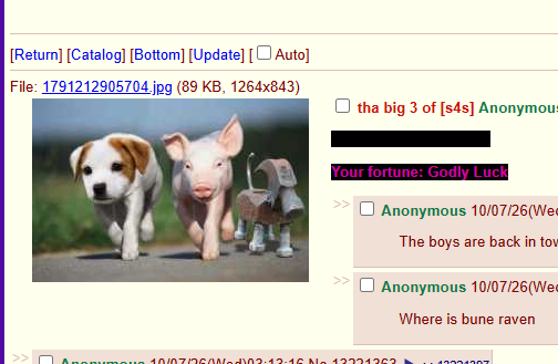 fearonchain's tweet photo. "cowe" the pig is 4chans ACTUAL new doge 

unlike jefrey (my narra too) its an actual meme and has HUNDREDS of threads, its acc insane 

archived cowe threads: https://t.co/J1SlHT3Ap9 

current cowe thread: 
https://t.co/pLLrKm2UWl

again, the archive shows THREADS, click "view"

also the jef redeploy is completely wrong, its not "general jef", general is just a title for threads