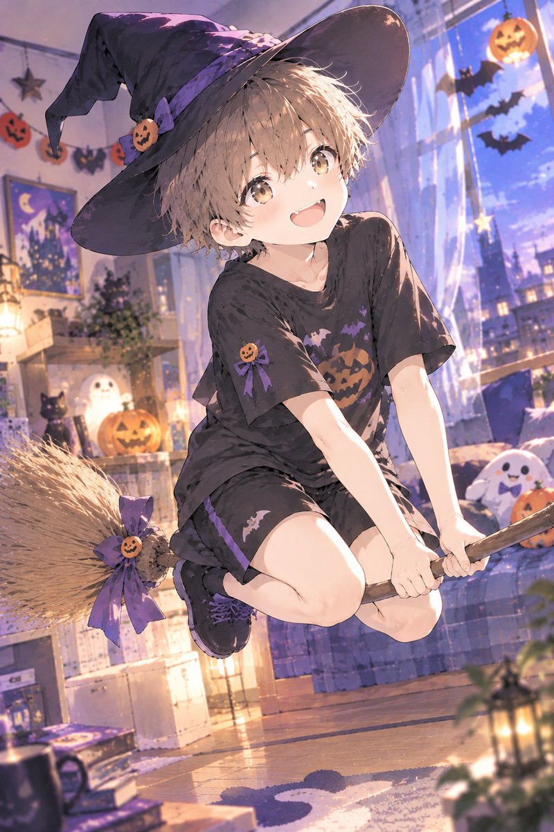 hinata10_ryu13's tweet photo. ハロウィンの飾りってかわいいから大好き！

＃AIイラスト　#AIイラスト好きさんと繫がりたい　#陽向くん https://t.co/vsCCQMC8yx