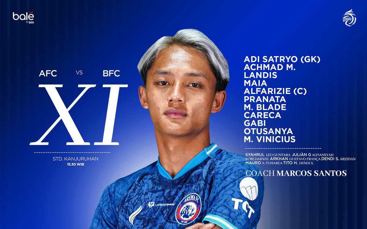AremafcOfficial's tweet photo. ๐๐ซ๐๐ฏ๐ ๐ก๐๐๐ซ๐ญ๐ฌ, ๐๐ข๐๐ซ๐๐ ๐ฆ๐ข๐ง๐๐ฌ. ๐๐๐ซ๐ ๐ข๐ฌ ๐จ๐ฎ๐ซ ๐๐ญ๐๐ซ๐ญ๐ข๐ง๐ ๐๐ ๐๐จ๐ซ ๐ญ๐จ๐๐๐ฒ'๐ฌ ๐๐๐ญ๐ญ๐ฅ๐! ๐ฆ๐ต
Sebelas pemain, satu tekad: Kemenangan! Kesebelasan Singo Edan siap turun ke medan perang melawan Bhayangkara๐
#AremaFC #Aremania #SalamSatuJiwa #BRISuperLeague