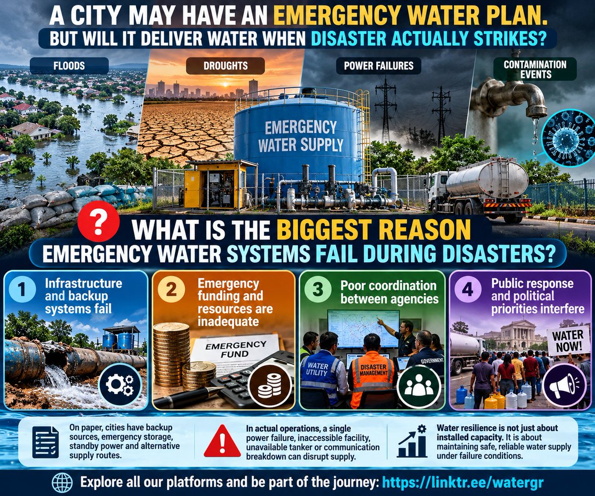 zahedfah's tweet photo. What is the biggest failure point you have observed or anticipate in emergency water supply planning, design, execution, or disaster response?
#WaterEngineering #WaterInfrastructure #WaterSecurity #EmergencyManagement
Explore all our platforms
https://t.co/0xqwgnHAGS https://t.co/cGCgPxg3iz