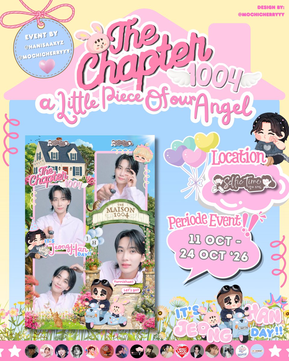Hanisaaxyz's tweet photo. ᭝ ᨳଓ ՟𝐓𝐇𝐄 𝐂𝐇𝐀𝐏𝐓𝐄𝐑 𝟏𝟎𝟎𝟒 : A Little Piece Of Our Angel⋆.ೃ࿔*
╰JEONGHAN DAY PHOTOBOOTH EVENT 2026

by @Hanisaaxyz x @mochicherryyy

Welcome to The Maison 1004🧚🏻‍♂️✨
a little chapter made with love~ 

📆  Start form 11 Oct 2026 - 24 Oct 2026
📍@selfietimeid (Details On Poster)

Don’t forget to capture our moment ♡
And use hashtag 
#TheChapter1004 #ALittlePieceOfOurAngel 🧚🏻‍♂️✨