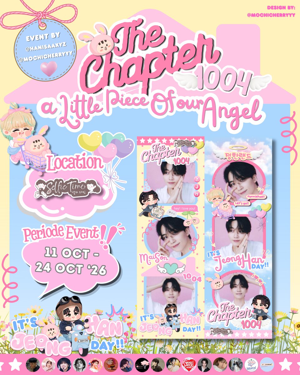 Hanisaaxyz's tweet photo. ᭝ ᨳଓ ՟𝐓𝐇𝐄 𝐂𝐇𝐀𝐏𝐓𝐄𝐑 𝟏𝟎𝟎𝟒 : A Little Piece Of Our Angel⋆.ೃ࿔*
╰JEONGHAN DAY PHOTOBOOTH EVENT 2026

by @Hanisaaxyz x @mochicherryyy

Welcome to The Maison 1004🧚🏻‍♂️✨
a little chapter made with love~ 

📆  Start form 11 Oct 2026 - 24 Oct 2026
📍@selfietimeid (Details On Poster)

Don’t forget to capture our moment ♡
And use hashtag 
#TheChapter1004 #ALittlePieceOfOurAngel 🧚🏻‍♂️✨