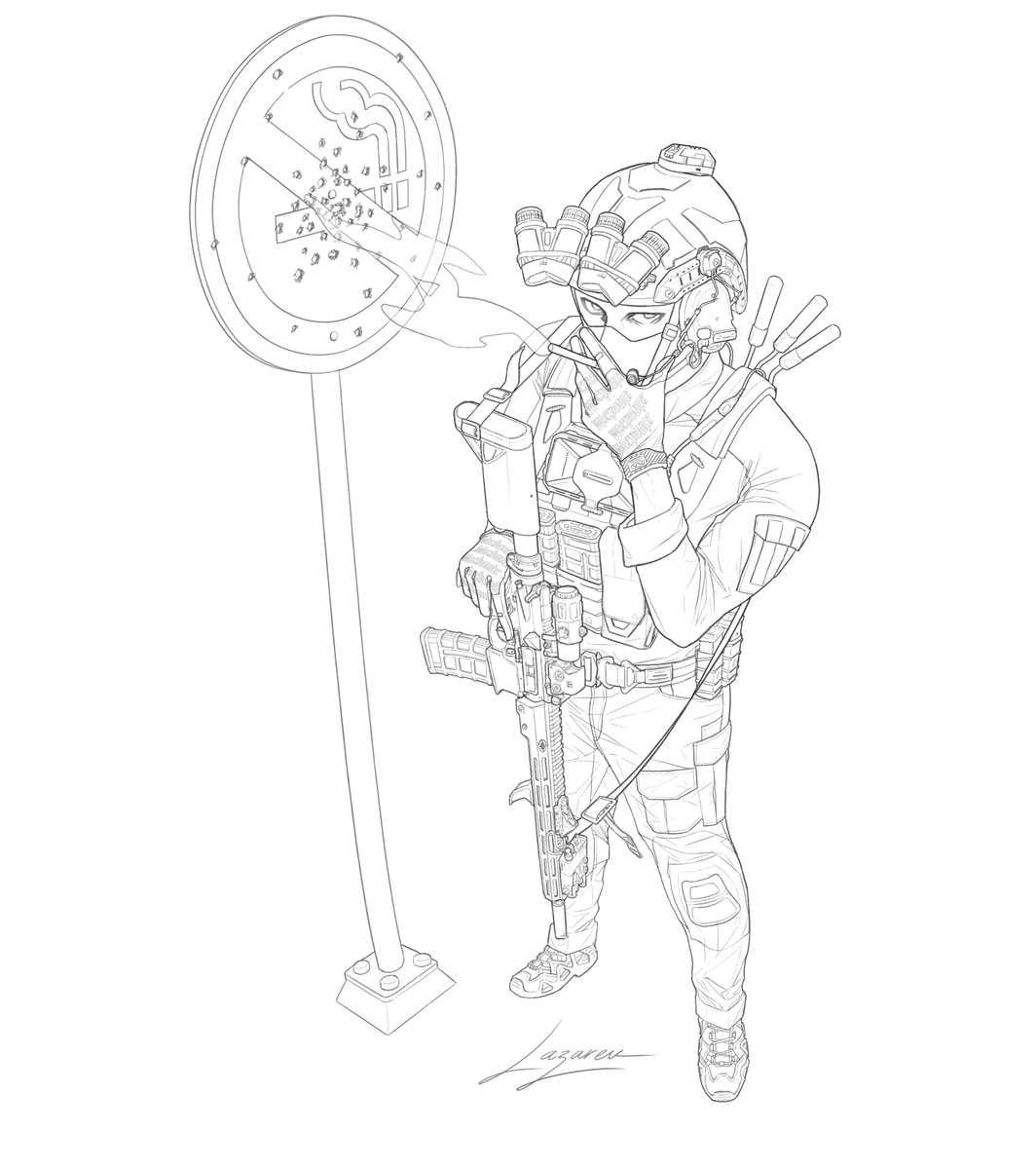 Rev_Lazarev's tweet photo. “No smoking area”

So many details. Had cramps on my fingers so many times while drawing this. 🫠

Gear breakdown in the replies ↓ https://t.co/JMg6oARCjQ