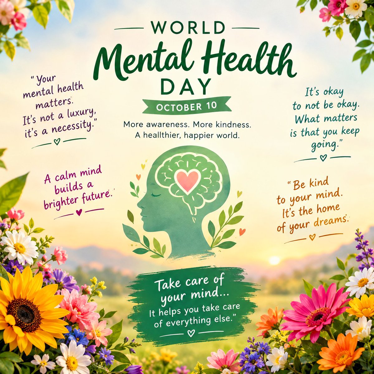 rabu08's tweet photo. Take care of your mind, it helos you take care of everything else. 🍀

#worldmentalhealthday 
#Quotesoftheday 
#rabu_content https://t.co/74GQugnNdo