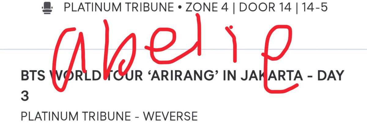 coztty's tweet photo. wts arirang bts jkt day 3 - weverse presale

Platinum tribune 1 tix

zone 4 door 14 row 14-5 (simulasi bisa diliat di pic kanan)

5.700.000

bisa cod venue asal fix, all proof available 

wa di bio https://t.co/LVJdGxQfcq