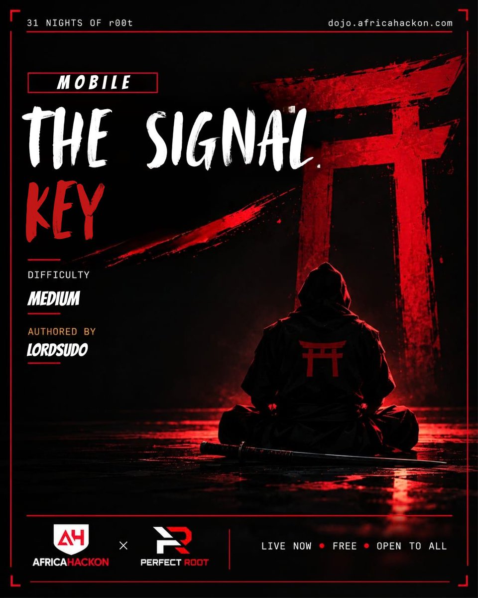 perfectrootdojo's tweet photo. Double trial, same dojo floor. 🥋

Thorn Wall (Rev) and The Signal Key (Mobile), both Medium, both live now.

Pick your discipline.

Solve now: https://t.co/PzX3pv3veM

#31NightsofR00t #DOJO #CTF https://t.co/gkLP9idZDt
