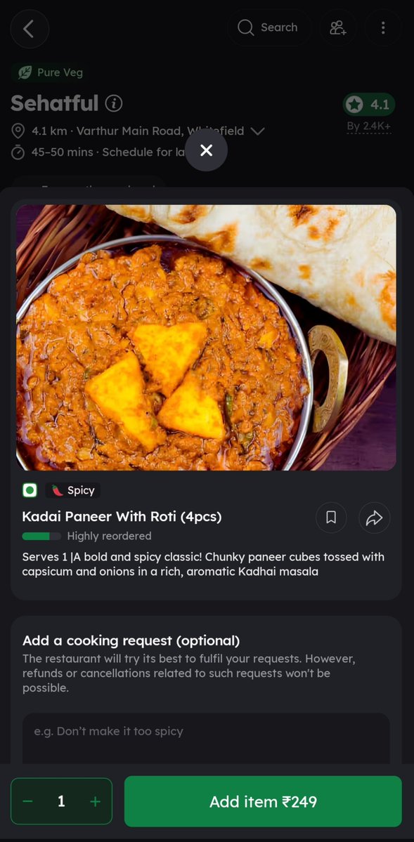 TaxpayerReturn's tweet photo. Apparently @Zomato discounts are funded by deleting food from the box. 🙃 Listed at ₹249, bought for ₹130, and received a grand total of 4 rotis and 4 paneer fragments from Sehatful. Next time just charge full price so I can actually finish my lunch. 📸👇 #Zomato #Shrinkflation https://t.co/5z4gfgfVZi