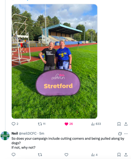 MenVSexism's tweet photo. Why do you keep coming back Neil (@neilDCFC)? 

Nobody cares that you have a different opinion to those who run for @RRRunnersUK.  

Having a dick, doesn't mean acting like one!

#HavingAD_ck #DontBeAD_ck #DBAD #RealityRulesRunnersUK #SaveWomensSports #Sexism #Misogyny https://t.co/sFe5por7ms