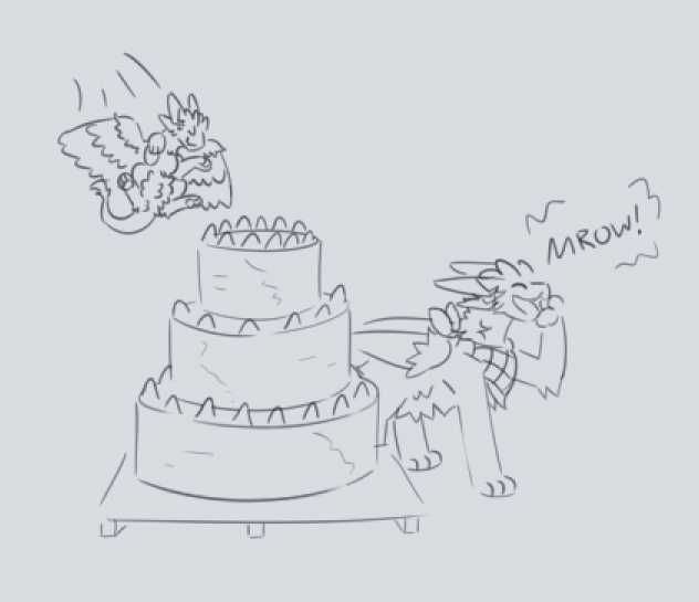 Introdile's tweet photo. Offering Received: A cake bigger than themselves (#968)

that's a big cake!! they need Lenn to come get them a slice ASAP! https://t.co/BjqzT9s6MQ