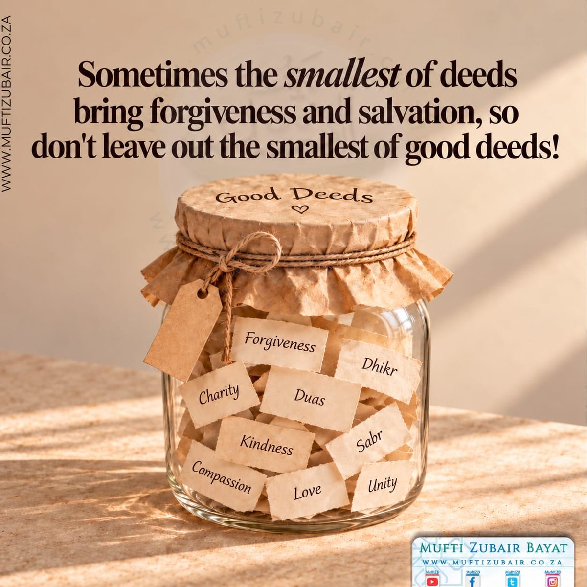 MuftiZB's tweet photo. #Deeds #Forgiveness #Salvation #Muftizb

https://t.co/9ftQ3a0KKu https://t.co/47jn3jaxH6