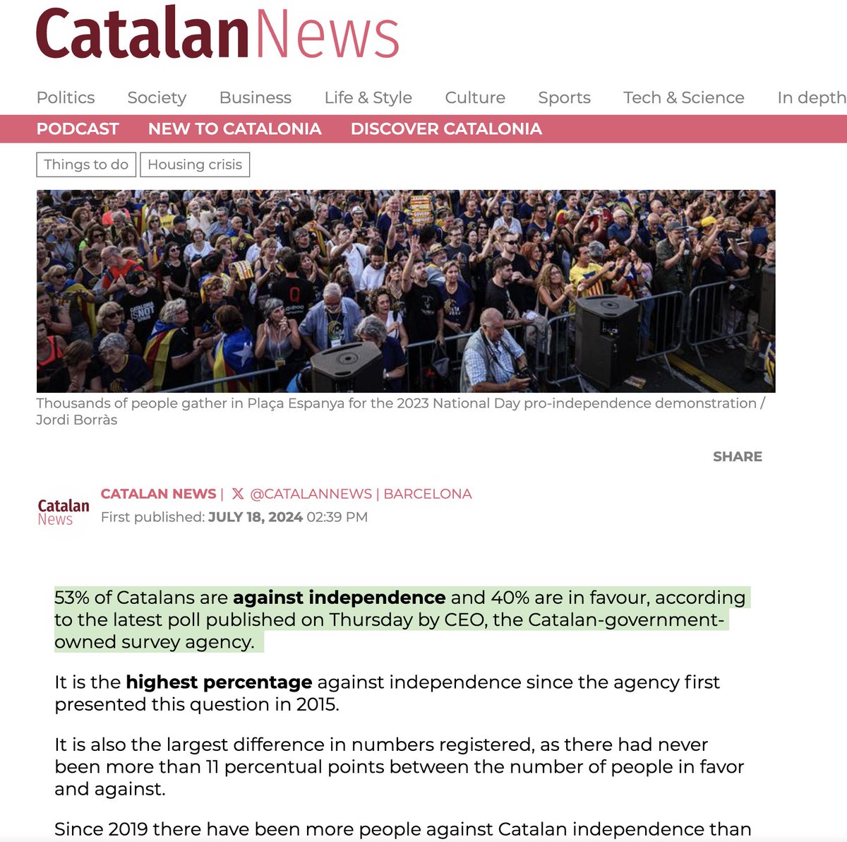 bogzuu's tweet photo. @souro001 I can counter Catalan independence with 2024 poll data that the majority don't want a separate state.
But I find it disrespectful to all parties there that an Indian dude with no skin in the game is commenting. 

Seen those Indian Culers with Catalan separation posters? Cringe. https://t.co/WqcQzElZvl
