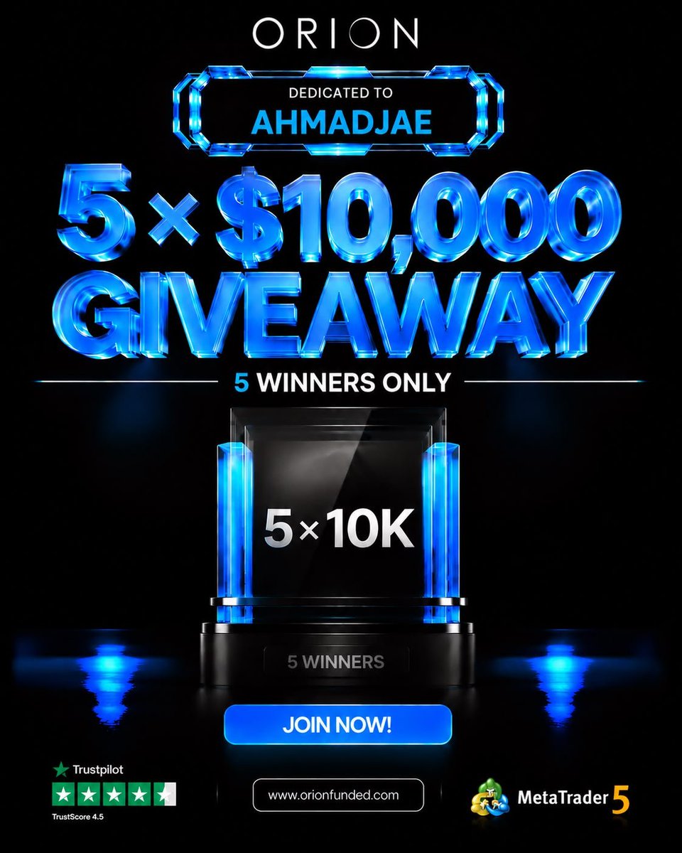 AlameeenFx's tweet photo. 🚨 $50,000 GIVEAWAY 🚨

I’ve got something BIG for my trading community 👀🔥
That’s 5 × $10K = $50K in total funded accounts 💰📈
How to enter:

1️⃣ Follow @OrionAffiliates
2️⃣ Follow @orionfundedcom
↔️ Follow @AlameeenFx 

Also Follow @Alameenparody @Dan_BabaFX
@AminuIbrahim012 @Sadiqskfx @bakundi4
@Zee___baby 
Like & repost this post
Tag 2 traders who need a funded account 👇
5 WINNERS. $10K EACH

Don’t just watch this one… ENTER. 🫡🔥
Good luck, traders! 🚀