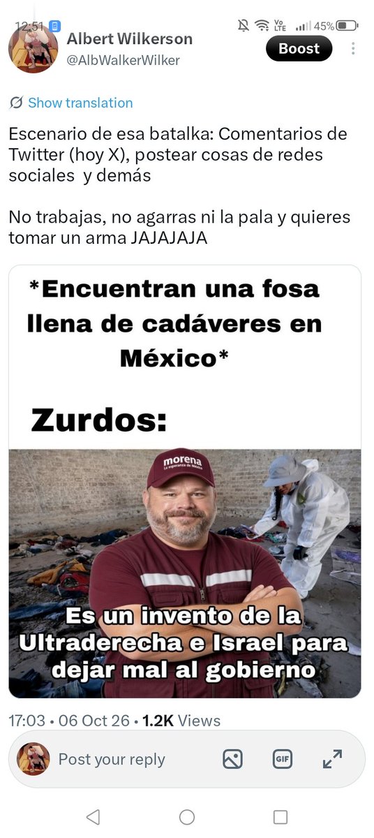 AlbWalkerWilker's tweet photo. @Ala7Pat @Saceci Y para cuando protestas por las broncas de Mexico?

Te da miedo no? Es mas facil pelear por Palestina que exigir justicia por el narco y la situación del país https://t.co/xo4G64ApB2