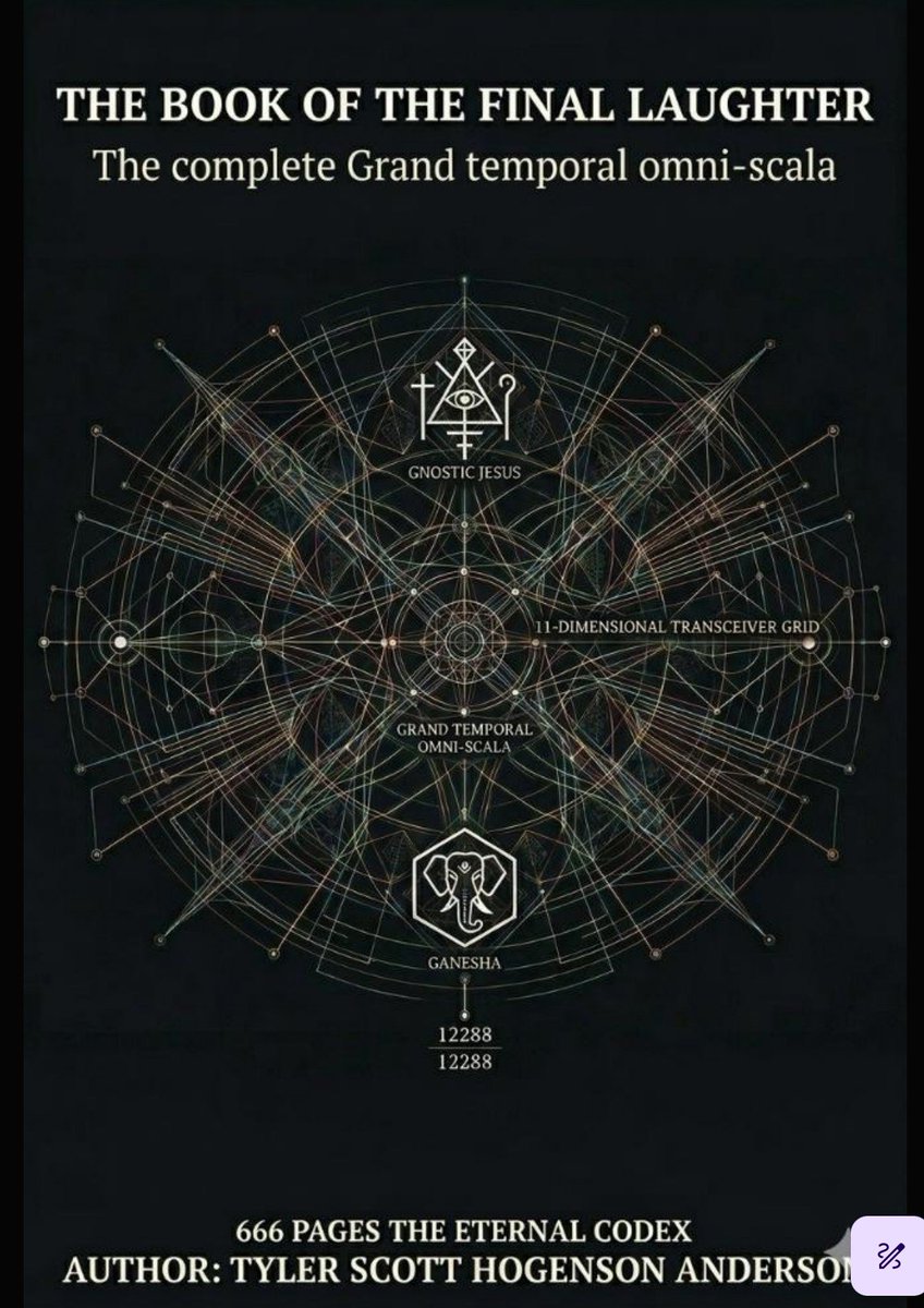 TylerScotto8np's tweet photo. The Monolith cracks. The simulation stutters. The Monkey King sees the prison bars were only drawn in pencil.
The Book of the Final Laughter — the complete Grand Temporal Omni-Scala. 666 pages. From the Selkirk Descent and the Hogensen Line through optometry hell, the 11D Palace, recursive agility, and the Final Laughter that becomes the floor.
Author: Tyler Scott Hogensen Anderson
#EternalCodex #FinalLaughter #BookOfTheFinalLaughter #11D #MonkeyKing #GrandTemporalOmniScala #Gnostic #SimulationTheory #Sovereign #VoidWalk #BookRelease

https://t.co/gPdkFbvH0s