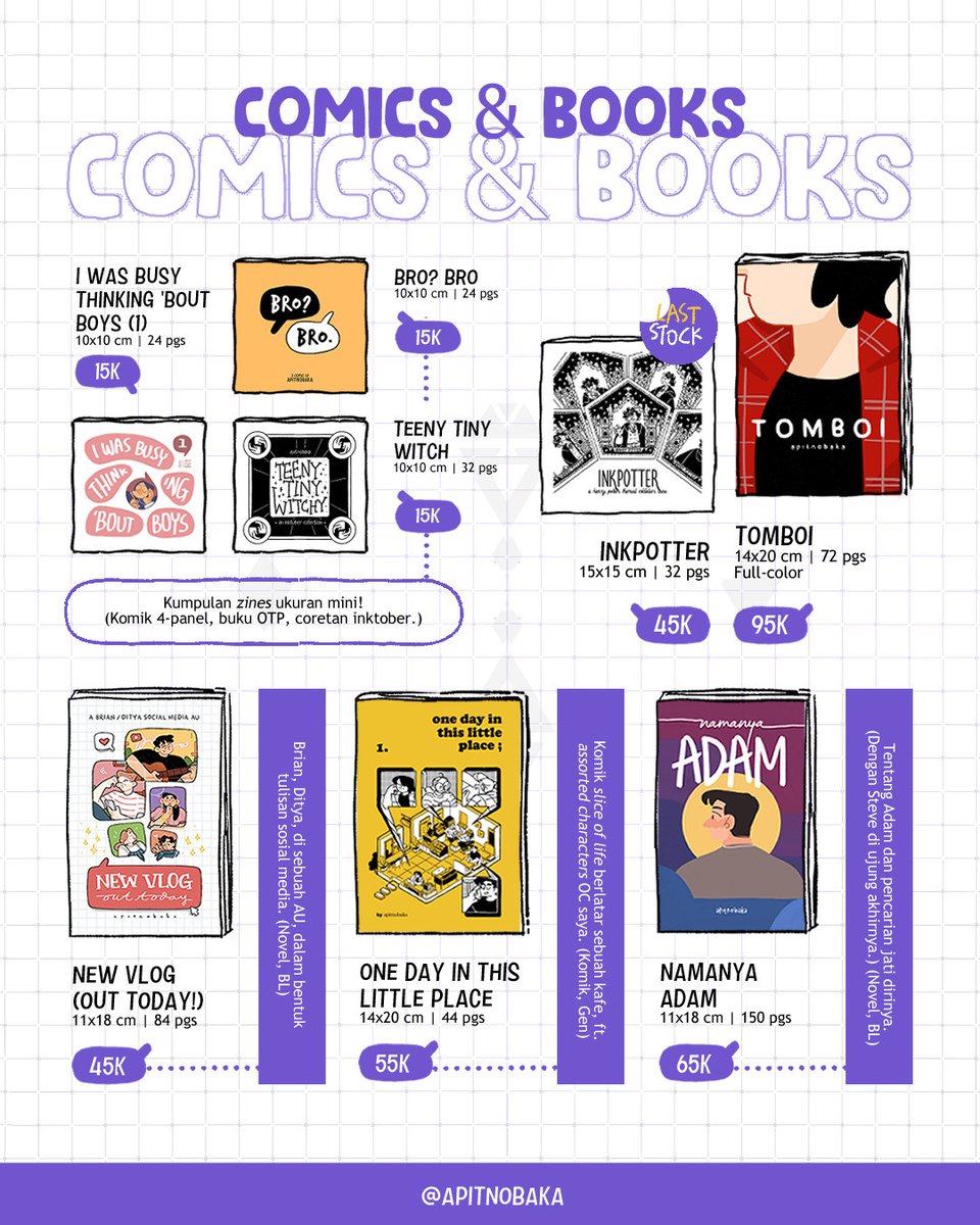 apitnobaka's tweet photo. 「❤️ &amp; 🔄 appreciated!」

BERIKUT DETAIL KATALOG DAN PO #CMPR7

📅 PO Period 10 - 25 Oktober '26
🔗 https://t.co/mfWu8hR6Vx
🌼 Booth C25-26 (GodaGado)
📚 Original, Heated Rivalry, RANGBOR!
✅ Mail-order only

(1/2)

#comipara7 #comipara7catalogue https://t.co/JugR4UApiw