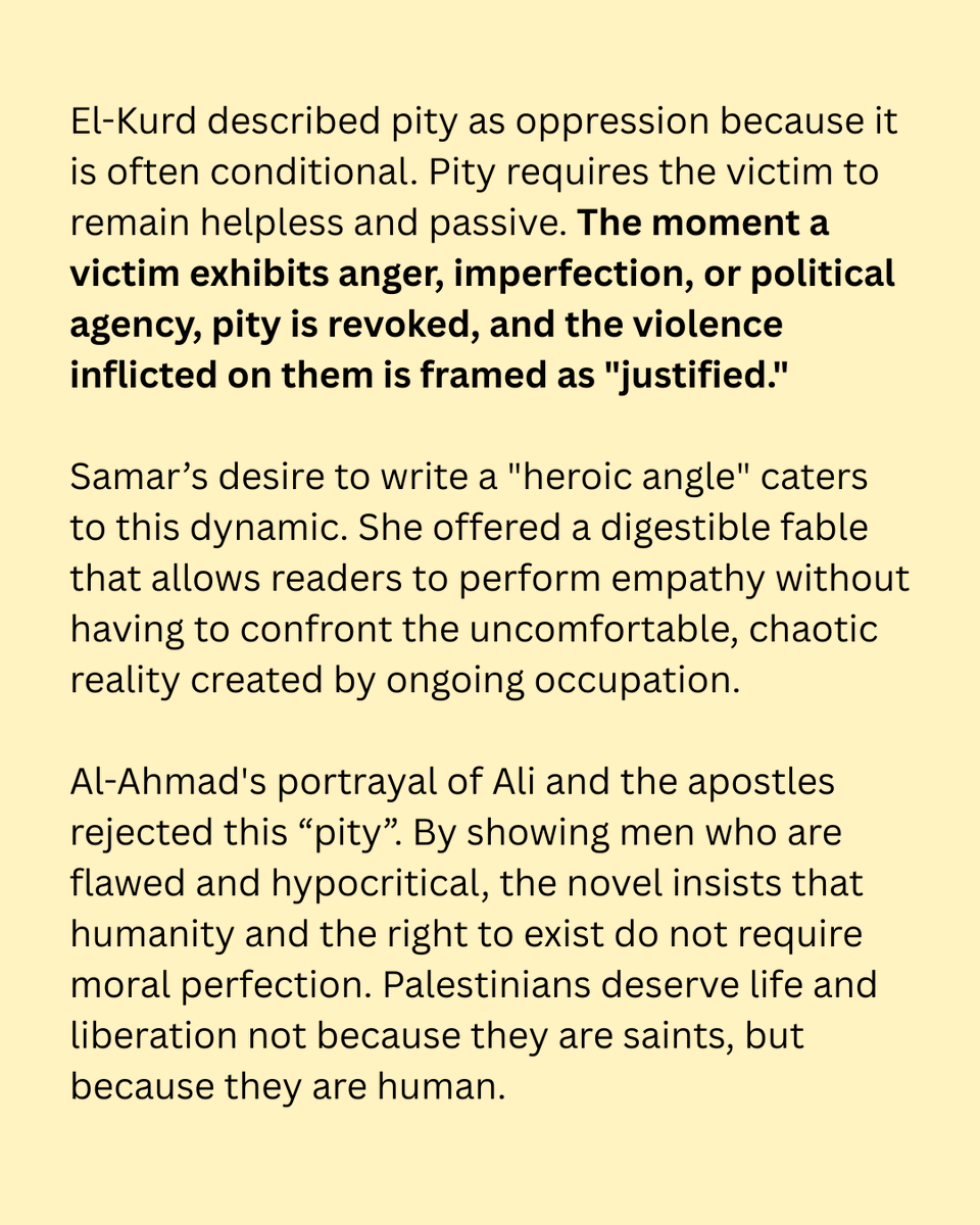 BlogTolkien's tweet photo. If you've read Perfect Victims by Mohammed El-Kurd, you saw his depiction of "pity (only) for flawless victims" and how it's used to ensure silence and passivity. Noor's book rejected such concept. The fact that this was written by a queer Palestinian author spoke volumes. https://t.co/OF6OTbLTv5