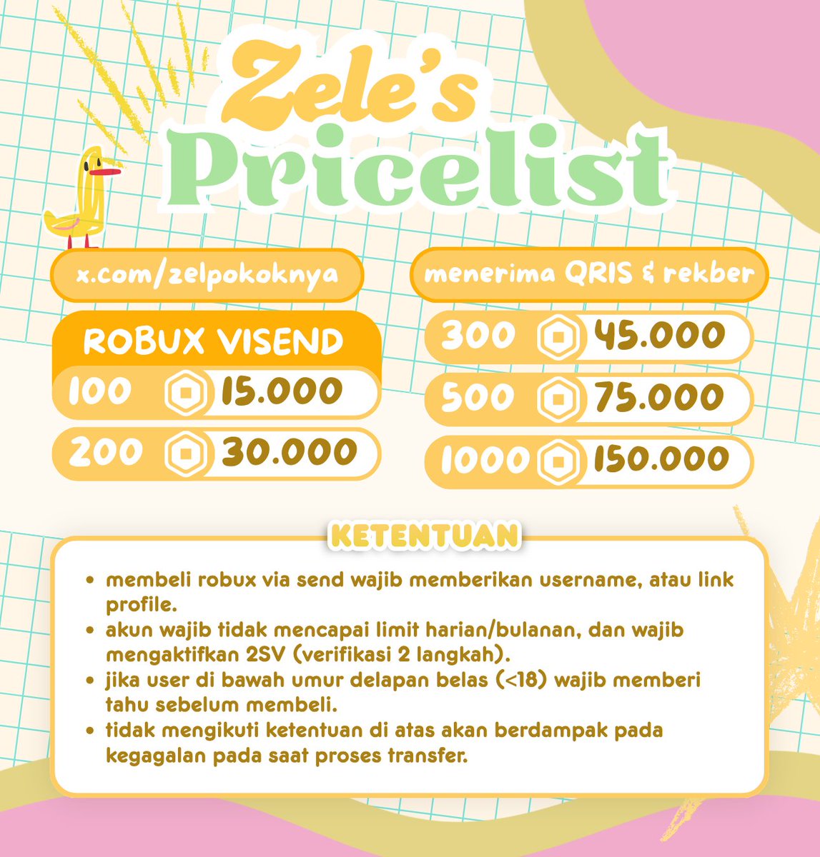 zelpokoknya's tweet photo. જ⁀➴ robux visend instant 
╰﹕proses cepat | 15k : 100r | qris &amp; rekber, @ after dm ya 
= = = = = = = = = = = = = = 
wa ꒱ https://t.co/mixW4fDZlw   
tele ꒱ https://t.co/bpJAvYtTFq #zonauang https://t.co/fllmWcOJtF