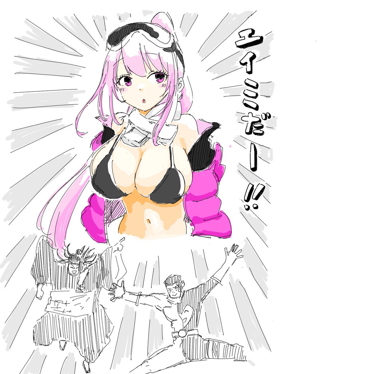 shiken5624's tweet photo. エイミ（水着）が実装された時の絵チャ出てきた。供養 https://t.co/3F8yC19GWw