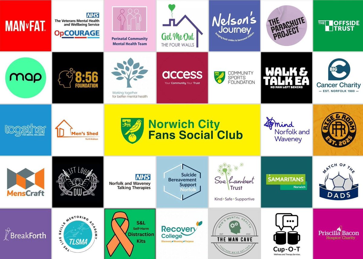 NorwichCityFSC's tweet photo. Today is #worldmentalhealthday and we are so blessed to have so many brilliant local charities and organisations to reach out to if you need help. In January 2027,we will be holding our annual Mental Health Awareness Evening, but never forget, you are not alone. Support is there. https://t.co/OghT1vLcWs