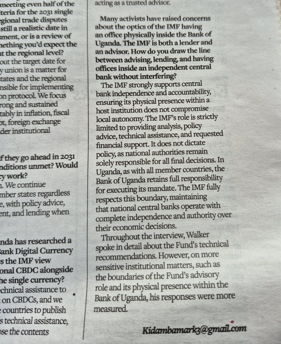 YusufSerunkuma's tweet photo. IMF offices in Uganda are inside Bank of Uganda building. I struggle to understand why?  This explanation here by Sebastian Walker – IMF resident representative – isn't sufficient at all.

Is this the IMF practice everywhere? https://t.co/L6NUh0Uabk