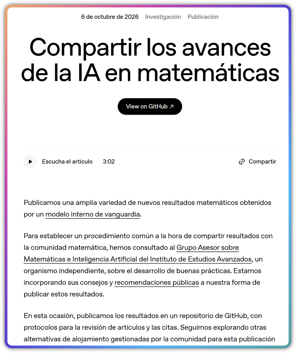 dhtoran's tweet photo. OpenAI, 700 manuscritos matemáticos de golpe: la escala de la IA, y a la AHM (Association for Human Mathematics) no le hace gracia.

¿Avance científico o simple demostración de fuerza?

https://t.co/kNRLXlDFqX https://t.co/aOigu4ts7w
