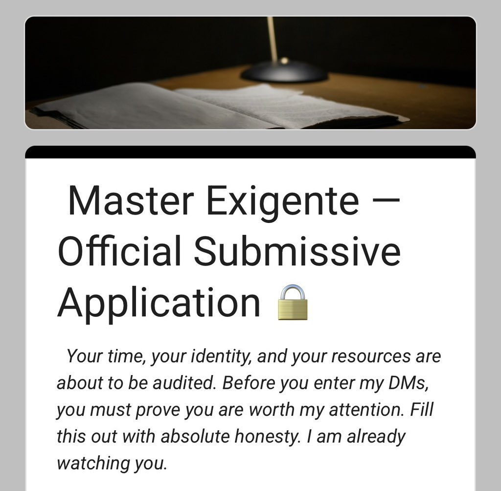 masterexigente's tweet photo. Submissive Application available to be filled out.

Do you dare? Ask me for the form link 🤭 https://t.co/hoCAoDrOcc