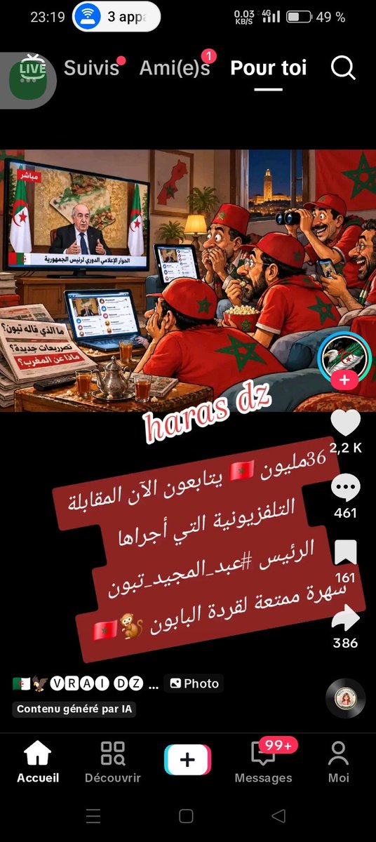 zhorns17's tweet photo. @Jafkech En comparaison de l'audience suivie par ls ayachas au discours du Zaïm Teboune ,il est de loin le vrai roi de tous ls temps .... https://t.co/vOdhc5EWuL