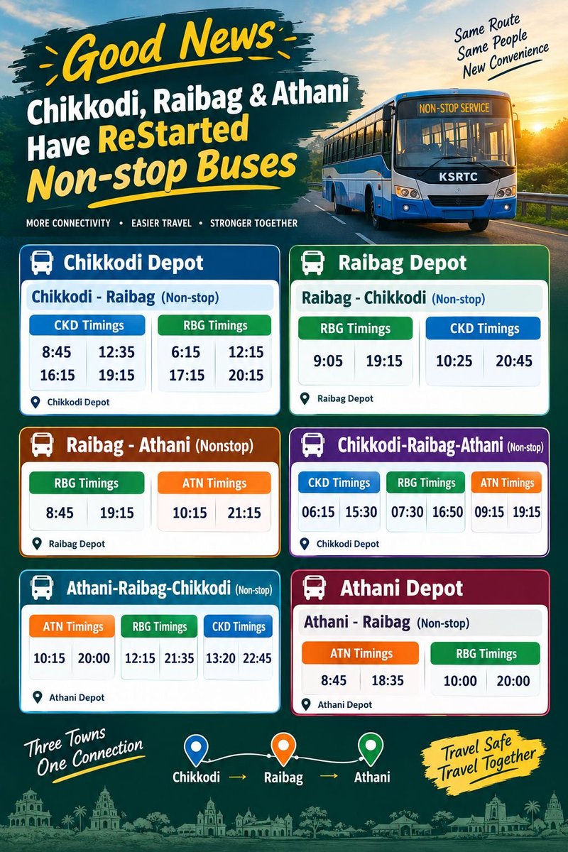 allaboutraibag's tweet photo. Chikkodi-Raibag-Athani
Athani-Raibag-Chikkodi
NON-STOP
Chikkodi-Raibag
Raibag-Chikkodi
NON-STOP 
Athani-Raibag
Raibag-Athani
NON-STOP
Under Chikkodi Division NON-STOP Services
For City/Town Has Been Started
For Nippani,Raibag,Athani &amp; Chikkodi
#NWKRTC #Raibag #Chikkodi #Athani https://t.co/81WtbFOSEk