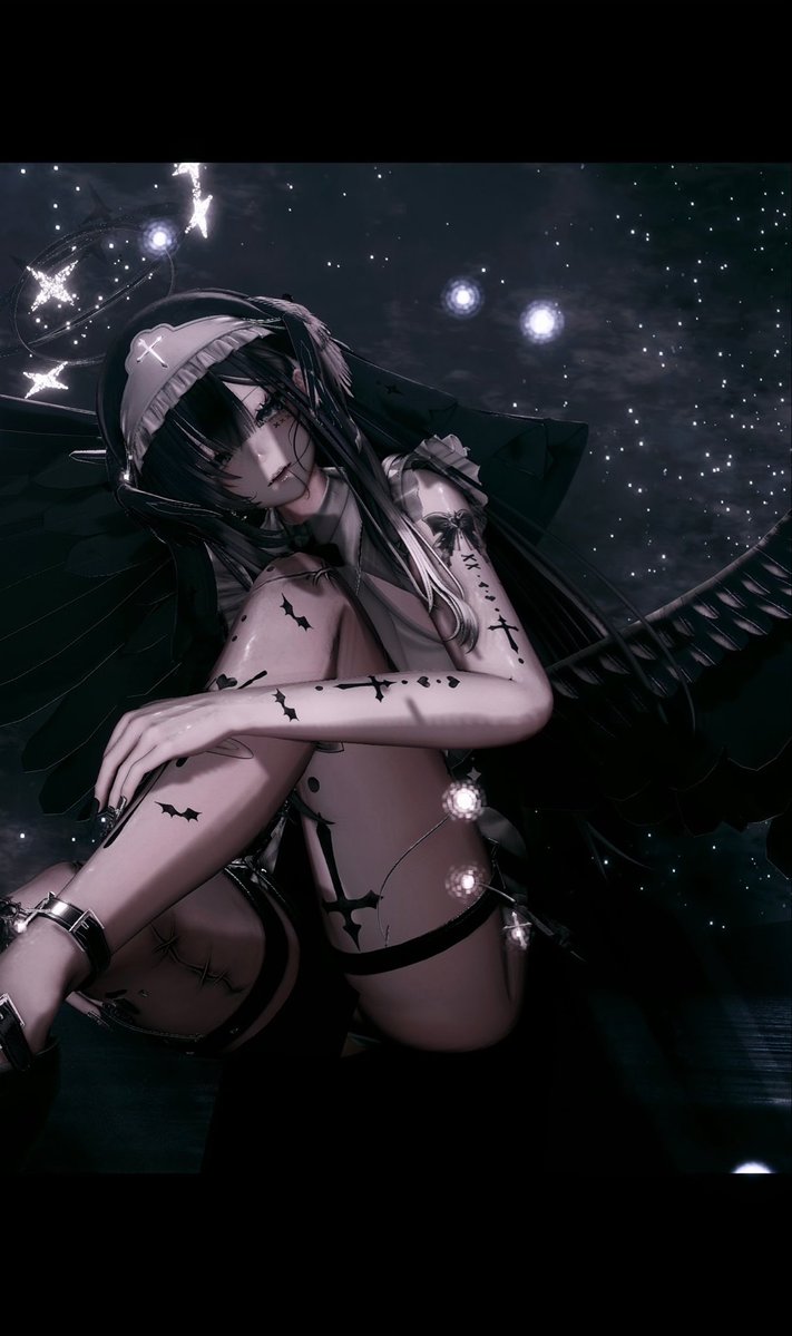 bgp9R's tweet photo. 今日も1日お疲れ様でした✨
ゆっくり休んでくださいね🖤🪽

#VRChat #海咲3D #VISIONTOKYO https://t.co/poLBDuvFNK