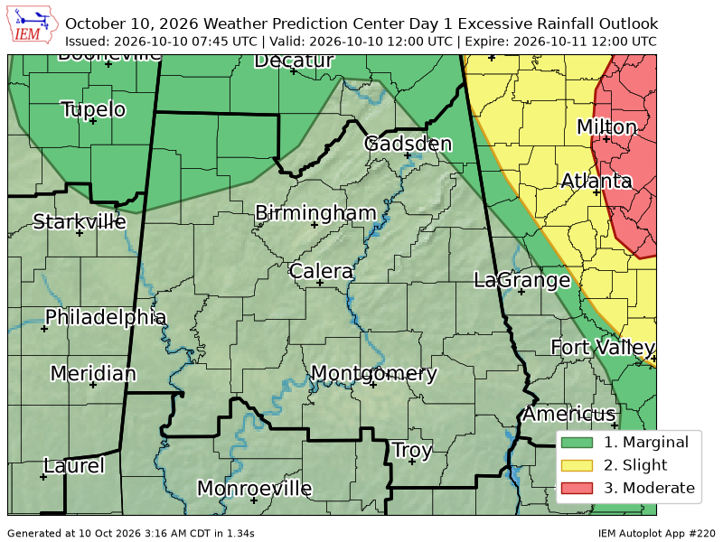 MolleeStarr's tweet photo. WPC issues Day 1 Slight Risk Excessive Rainfall Outlook at Oct 10, 7:45z for BMX https://t.co/ZUMxIyLxpC https://t.co/iWMscJB3lQ