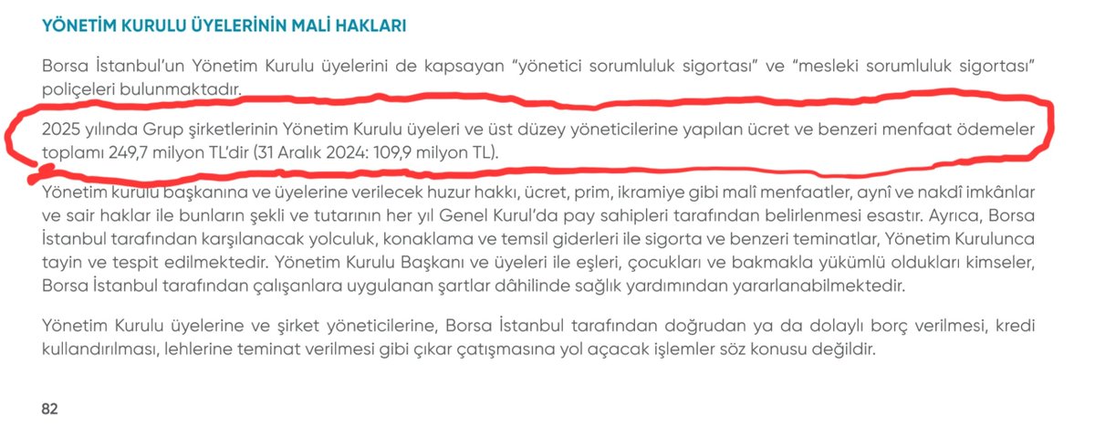TorstenSaplaer's tweet photo. @ahmettanman23 @drbetulsayan @Hayati_Yazici @RTErdogan @EmineErdogan @Akparti göz göre göre milleti soyduran borsa istanbul yönetim kurulu üyeleri ve üst düzey yöneticilerine 2025te ödenen para 250 milyon TL. Bir önceki senenin 2.5 katı. Aferin. Emekliye, işçiye sadaka gibi zam, kendinize gelince yüzde 250. Adalet yok, kalkınma da sadece kendinize. https://t.co/nZX9eDSpkP