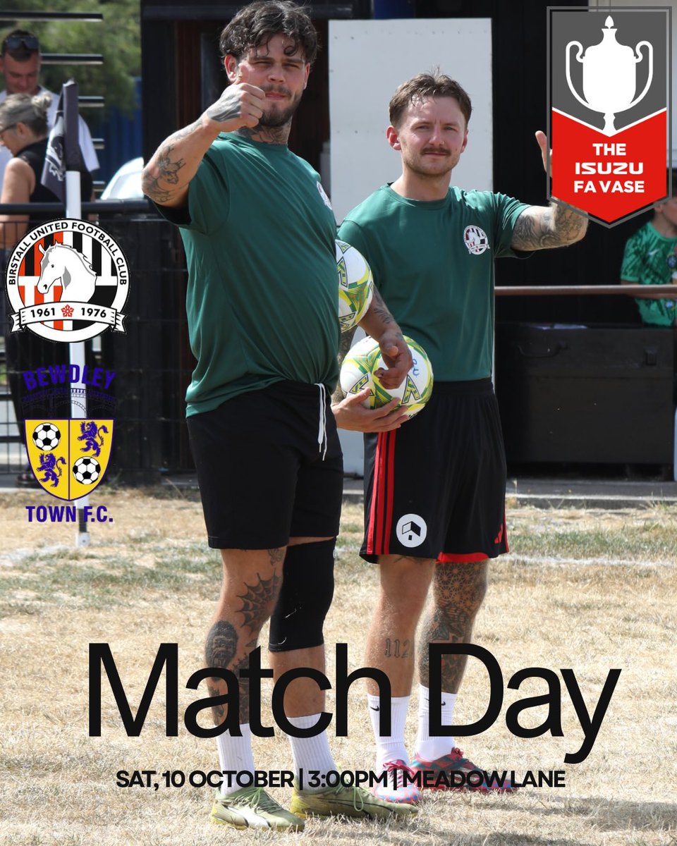 birstall_united's tweet photo. MATCHDAY | FA VASE FIRST ROUND PROPER 🏆

It’s a big one at Meadow Lane! 👊

The FA Vase First Round Proper is here, and we’re at home as we look to continue our cup journey and take another step towards the next round! 💪

The occasion is set, the challenge awaits, and we’ll need your support behind us every step of the way. Let’s make it a big one at Meadow Lane! 🔥

Come on, Birstall! 🐴