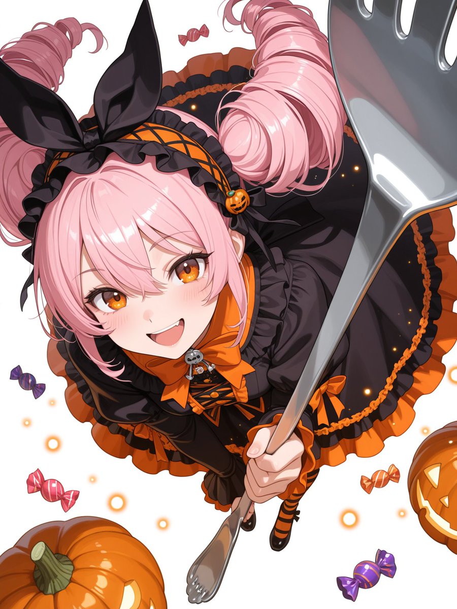 AIPalettel8mj's tweet photo. お菓子をくれなきゃ、このフォークでいただくよ？🎃🍴
甘味ゴシックの巨大フォーク使い
#AIイラスト #AIart #StableDiffusion https://t.co/XNUKUehabB