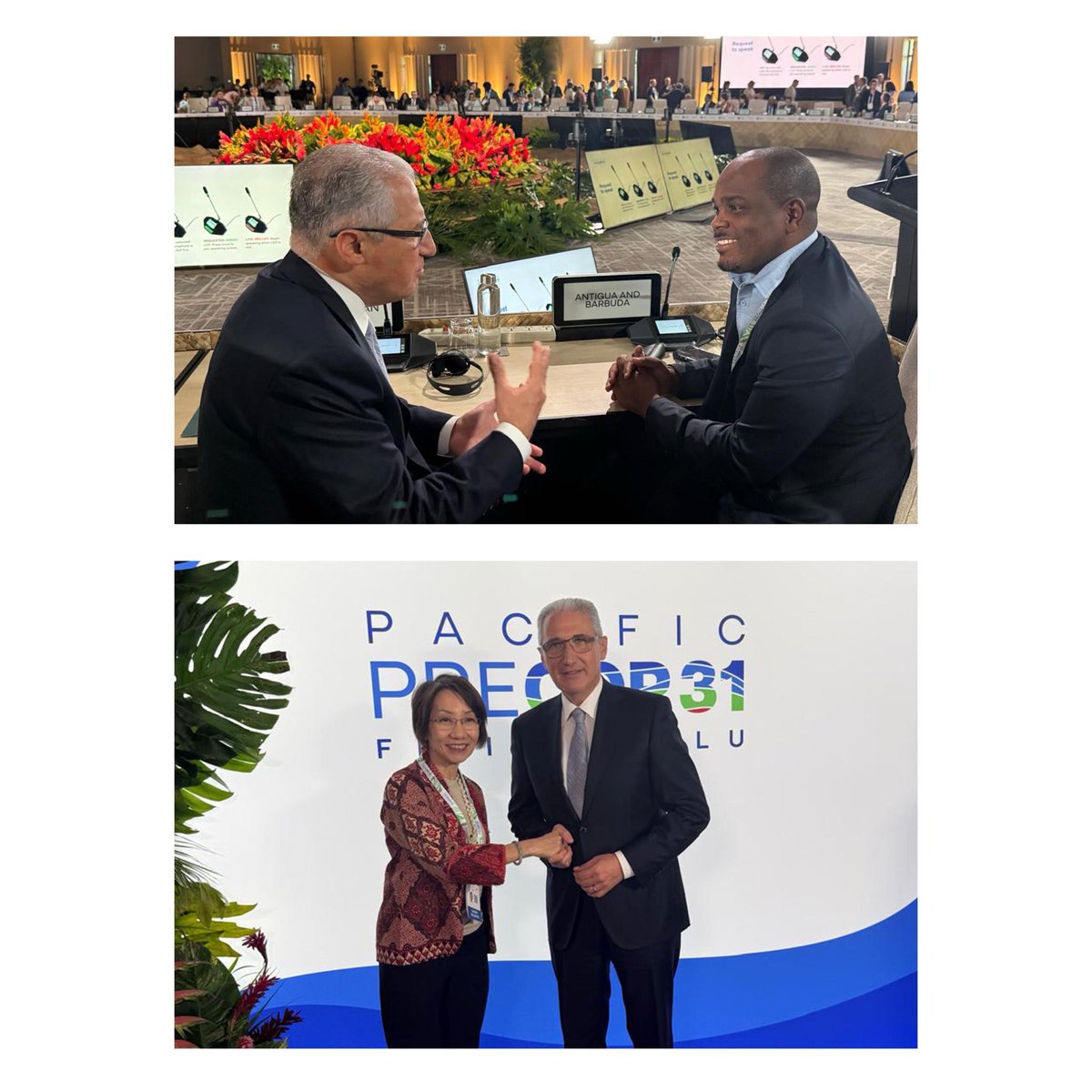 Mukhtar_Babayev's tweet photo. Held bilateral meetings with colleagues from Fiji, Türkiye, Brazil, Singapore, the United Arab Emirates, Australia, New Zealand, Saudi Arabia, Tonga, Barbados, and Antigua and Barbuda, as well as UN leadership and the UNFCCC during Pre-COP31 in Fiji and Tuvalu.

Our exchanges focused on climate priorities and strengthening cooperation on the road to Antalya. Sustained dialogue, continuity across COP Presidencies and solidarity with climate-vulnerable countries remain essential to building trust and advancing implementation.

We look forward to working together towards a successful #COP31 that builds on previous achievements and delivers meaningful progress for people and communities.