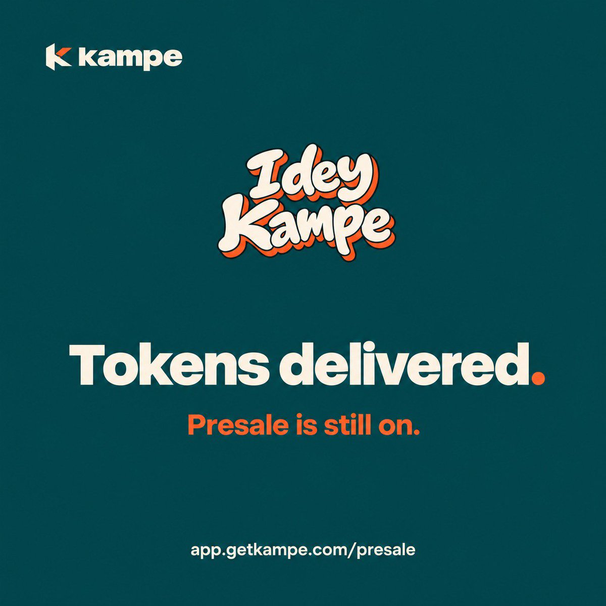 getkampe's tweet photo. Still on kampe 🧡

Our paid private-sale applicants have received their $KAMPE, straight to their receiving wallets, fully unlocked.

The presale is still open. Haven’t reserved your spot yet? Apply now, get approved and complete your reservation while allocations remain.

👉 Reserve your spot

https://t.co/pJDG9vL2Yu