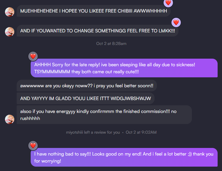 StarHaru2341's tweet photo. i talk to all the artist i comm like one of my friends so if/when i come back, we're already on friendly terms and it'll be easier to work with eachother! Less tension if they already know your good vibe going into the conversation! https://t.co/zz5NRPPjYh