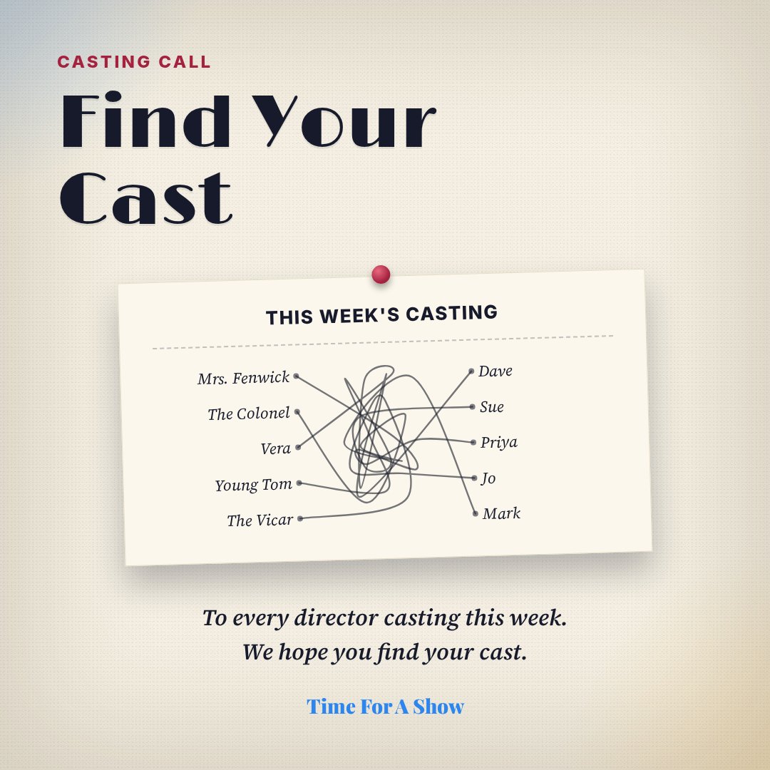 timeforashow's tweet photo. To every director starting auditions this week. We hope you find your cast. https://t.co/9FYBQFREFO