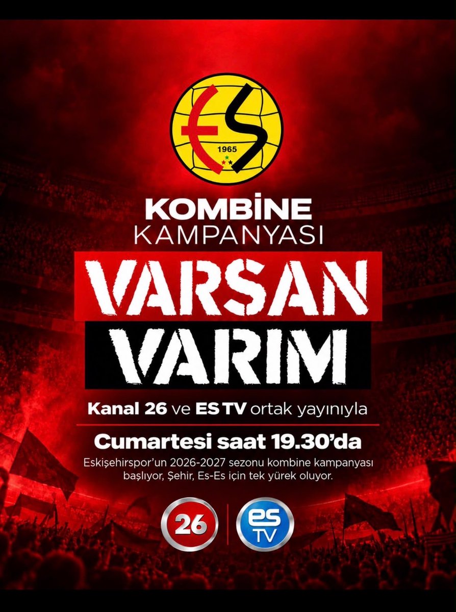 DrErdincYILMAZ1's tweet photo. Anadolu Efsanesi’nin kıymetli sevdalıları, değerli hemşehrilerim❤️🖤

​Eskişehirspor bu şehir için tribünlerinde omuz omuza verdiğimiz, sokaklarında coşkusunu yaşadığımız, babadan evlada miras kalan asil bir tutku, bu kentin kalbinde atan hiç sönmeyen bir meşaledir❤️🖤 
Eskişehirspor varsa, bu şehrin yüreği birlikte atar!❤️🖤

​Şimdi, şanlı siyah kırmızı armamızın yeniden şahlanması, Kırmızı Şimşekler’in hak ettiği zirveye kararlılıkla yürümesi için tek yürek olma vakti!❤️🖤

​Kulübümüzün başlattığı #VarsanVarım kombine kampanyasına esnafımızdan iş insanımıza, sanayicimizden genç kardeşlerimize kadar tüm Eskişehirlileri bu büyük sevdaya omuz vermeye ve tribünleri hıncahınç doldurmaya davet ediyorum❤️🖤

​İyi günde, kötü günde, her şartta takımımızın arkasındaki o aşılmaz güç olmaya var mıyız?❤️🖤

​Eskişehir var oldukça, Eskişehirspor da var olacaktır!❤️🖤

Ben bu armanın asaletine, bu şehrin inancına gönülden varım!❤️🖤

​Omuz omuza vermeye, sevdamıza sahip çıkmaya siz de var mısınız? ❤️🖤

​Bu akşam saat 19.30’da, ES TV ve Kanal 26 ortak yayınında bu coşkuya hep birlikte ortak olalım❤️🖤