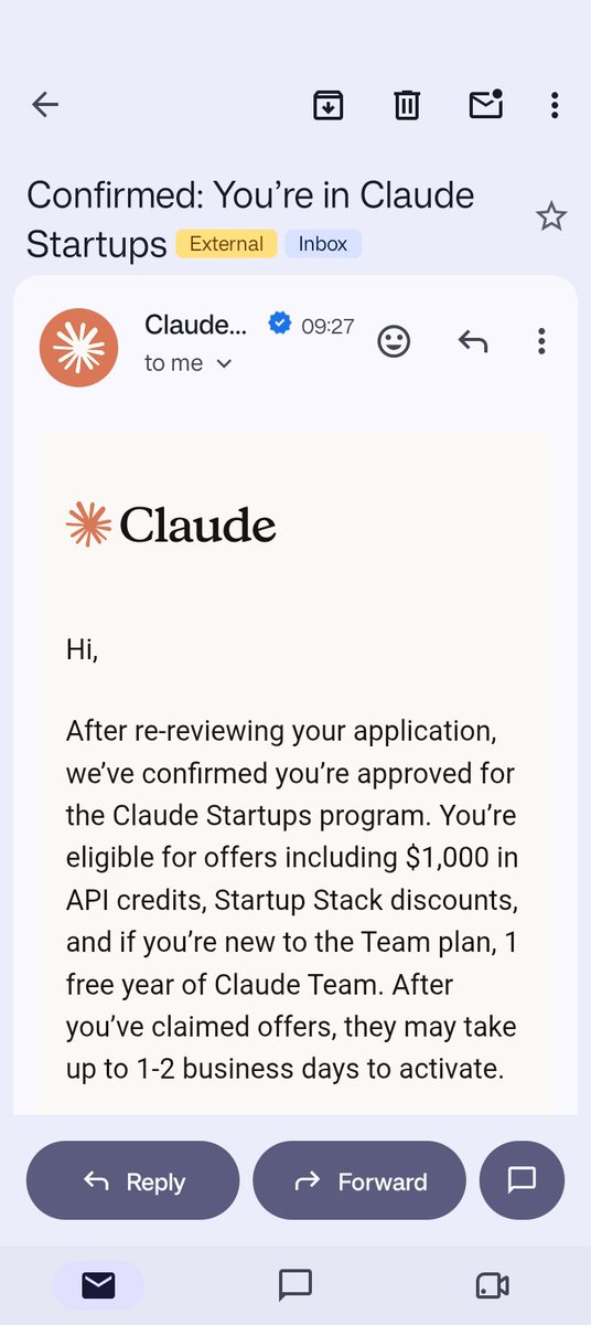 Postessia's tweet photo. From a tough rejection to re-evaluation, and now officially accepted into the Claude Startup Program by Anthropic! 😭👉🚀
Getting @Postessia accepted into both Sarvam AI and Claude Startups at the same time feels surreal. Hard work and persistence really pay off.
Huge thanks to the Anthropic team. Time to build with the best AI stack out there! 💻🔥
#buildinpublic #startups #AI #claudestartupprogram