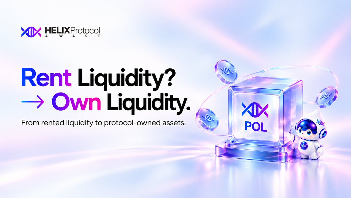 AWAKEHELIX's tweet photo. DeFi has spent years renting liquidity. 💧

Incentives attract liquidity.

But when incentives fall…

liquidity can leave.

HELIX asks a different question:

Can economic growth leave behind liquidity the protocol actually owns?

That’s the role of:

🌀 POL — Protocol-Owned Liquidity

From renting liquidity
→ to building long-term protocol assets.

#HELIXProtocol #POL #Liquidity #DeFi4