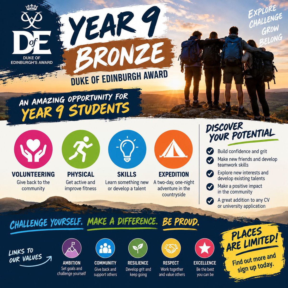 TDMS_Evesham's tweet photo. 📩 Information about signing up has been shared with Year 9 parents/carers. Places are limited, so don't miss out on this fantastic opportunity! Don't let cost be a barrier - get in touch. We can't wait to see our next group of TDMS adventurers rise to the challenge!  #DofE https://t.co/NM91Fe9EAN