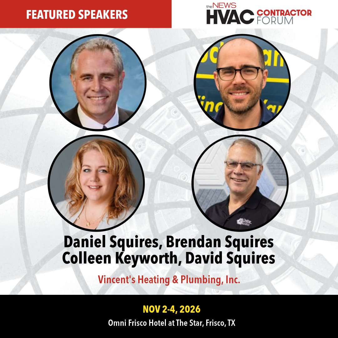 achrnews's tweet photo. Passing a family HVAC business to the next generation? Hear from the Vincent's Heating &amp; Plumbing team at the HVAC Contractor Forum, Nov 2–4 in Frisco. Seats are limited:
https://t.co/FqUQ3mMZRb
#HVAC #HVACContractorForum #HVACForum https://t.co/cEC4knyD76