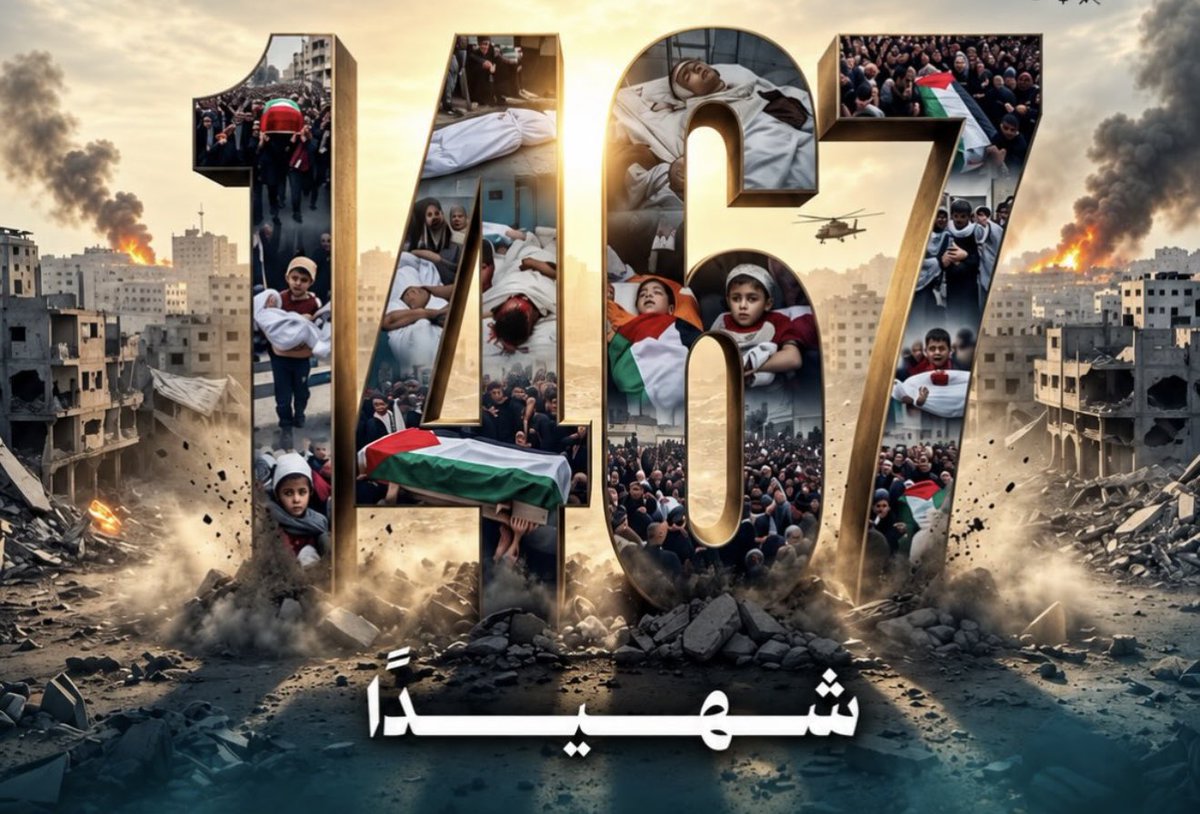 TamerMisshal's tweet photo. 1467 شهيدا بعد مرور عام على ما يسمى زورا " وقف اطلاق النار في غزة" https://t.co/4j3lrbTe4v