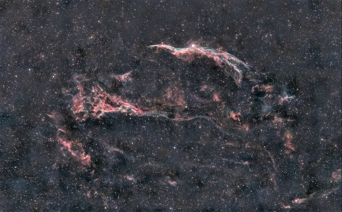 hanako_busi's tweet photo. 網状星雲 西側
NGC6960（C34）
#SeestarS30Pro
あと50分くらい撮ったものと合わせたいが、スタック済みのものだとSeestarアプリでは合成できないらしい。
PCに取り込めばいいのだが、全てスマホでやりたい（たんに面倒くさいだけ…（^^; https://t.co/VybGsaxKjW